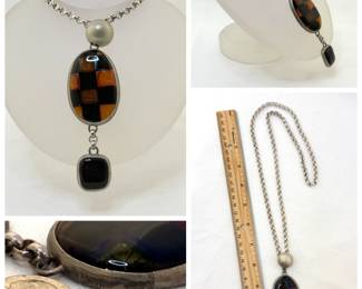 Beautiful sterling silver chain and artisan glass pendant necklace