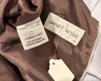 Closeup of Janet Wise 100% silk mini dress, made in Argentina, size 42