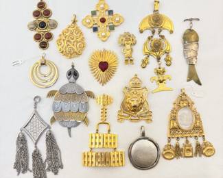 Wonderful selection of pendants by Crown Trifari, Lisner, and more