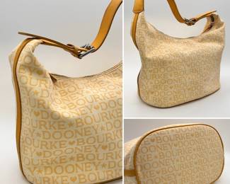 Dooney and Bourke yellow monogram bucket bag, shoulder bag, canvas