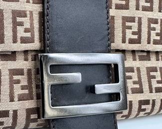Another view of FENDI Mamma Bucket Zucchino Handbag One Shoulder Brown Canvas Leather
