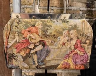 Closeup of some of the vintage handbags available
