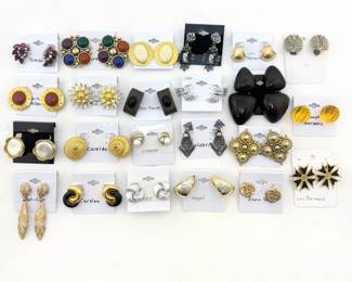 Costume jewelry earrings from Carolee, Ben-Amun, Weiss, Les Bernard, Liz Claiborne, Lisner, Coro, and more