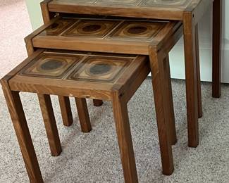 6 Vintage 3 Nesting Wood Tables