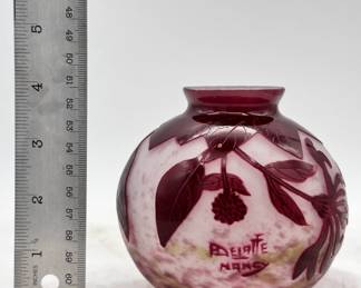 A petite antique cameo art glass Art Deco era vase by André Delatte, Nancy, France