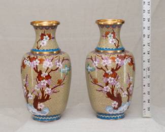 Pair of Large Chinese Cloisonne Vases
