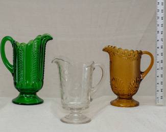 Antique Early American Pattern Glass Water Pitchers