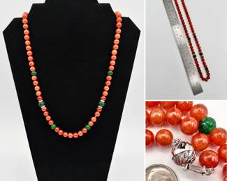 14kt white gold and multicolor stone bead necklace, with gold spacer beads