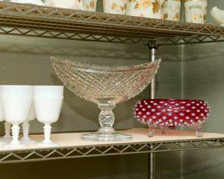 Phenomenal Boat Shaped Cut Glass Compote, Probably Late Georgian.