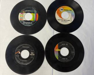 Vinyl 45 singles from Robert Maxwell His Harp and Orchestra, Boots Randolph, Sam Cooke, Bobby Vee