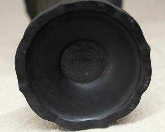 View of the base of the Wedgwood black basalt trumpet form vase, marked WEDGWOOD ETRURIA