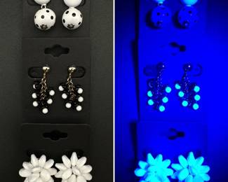 Some fun vintage and retro earrings that also glow under black light!