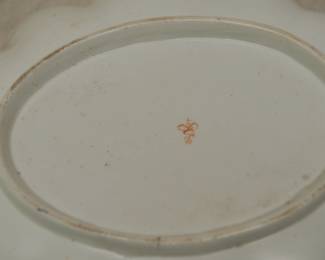 Closeup of the antique early 19th century Crown Derby porcelain 'Kings' Imari pattern dessert dishes dating to 1806-1825