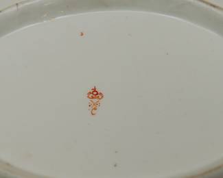 Closeup of mark on back of 2nd of 4 pieces of 19th century Crown Derby Imari porcelain, 'Kings' pattern #383, dated 1806-1825.