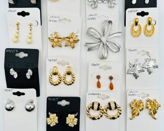 Vintage earrings and brooches from Crown Trifari, Napier, Monet, Swarovski