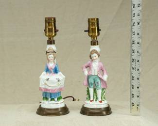 Pair of vintage MHB Germany figural porcelain lamps