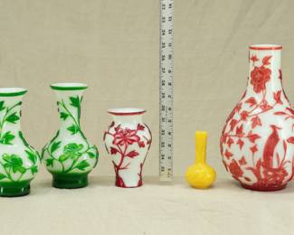 Beautiful Peking Glass vases from large to small! 