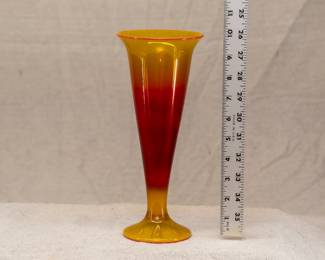1920s Co-Operative Flint Glass Co Sunset Amberina Trumpet Vase 10”