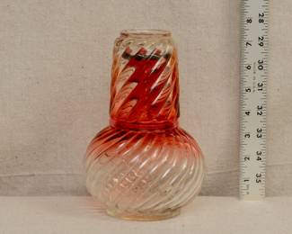 Another view of the lovely Baccarat crystal Rose Tiente Bambous or 'Swirled Bamboo' water carafe and tumbler set