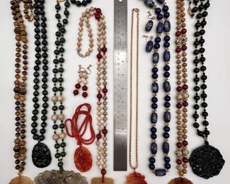 asian beads carved pendants