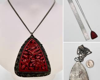 A cinnabar pendant necklace