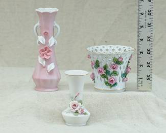 Lefton China and Dresden Porcelain Vases