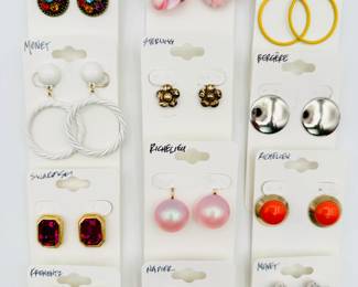 Costume jewelry earrings from Coro, Monet, Bergére, Richelieu, Krementz, Napier, Swarovski, W. Germany