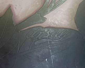 Closeup of the signed Arsall cameo glass vase circa 1900, a graceful Art Nouveau design of budding and blooming flowers, sprouting and fallen leaves. Signed in cameo relief on a dark leaf lower side area, and has a model number hand etched on the underside near the polished pontil.