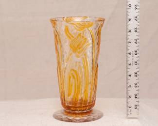 An Art Nouveau cameo glass amber tulip vase made by English glassmakers Thomas Webb & Sons
