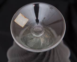 Closeup of the signed Lalique France 'Lucie' crystal vase