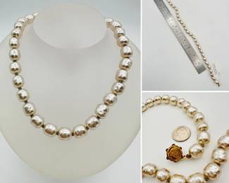 Miriam Haskell signed chunky Faux Pearl necklace