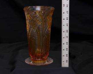 An Art Nouveau cameo glass amber tulip vase made by English glassmakers Thomas Webb & Sons