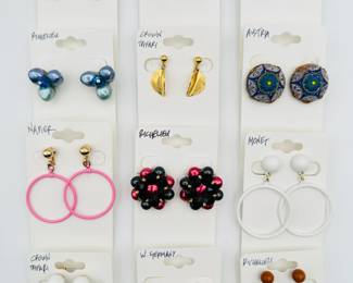Earrings from Crown Trifari, Richelieu, Napier, ORA, Monet, West German and Austria crystal and glass
