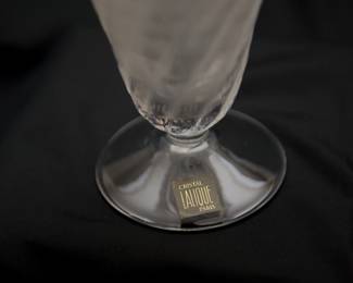 Closeup of the signed Lalique France 'Lucie' crystal vase