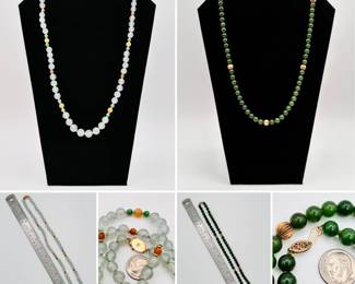 Did we mention we have lots of beautiful jade jewelry? Two more 14k yellow gold and jade bead necklaces!