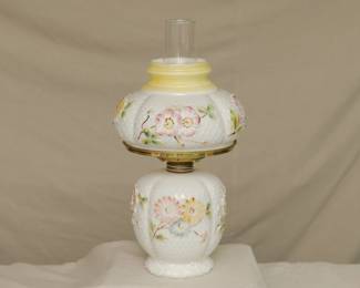 c. 1890's Consolidated Glass Co. Cosmos Kerosene Lamp with its Original Shade!