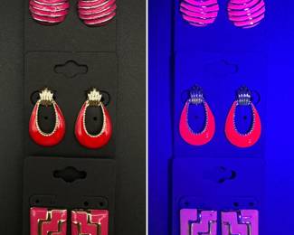 Some fun vintage and retro earrings that also glow under black light!