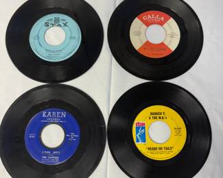 Vintage vinyl singles by Sam & Dave, J.J. Jackson, The Capitols, Booker T. & The M.G.'s