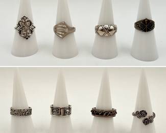 Silver tone fashion rings