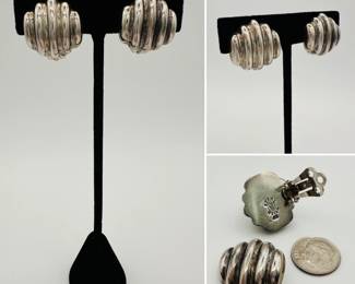 A pair of Weiss sterling silver modernist clip earrings