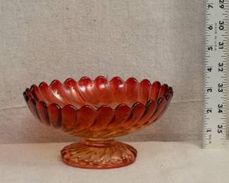 Baccarat Deposé signed Rose Tiente helical twist (swirl) footed compote