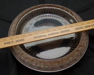 Another view of the signed Lalique France Marguerites bowl in pale gold brown crystal, 13 inches wide, etched Lalique France on the base