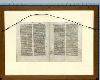 Another view of the reverse view of the framed leaves from a Leber Atelier Bible circa 1240, Book of Kings IV - Ch 15-17