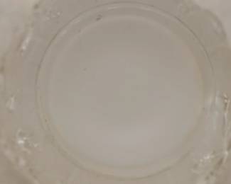 Closeup of the antique frosted art glass jam jar with Reed & Barton silver plated lid and stand