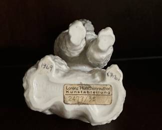 Vintage Hutchenreuther poodle dog figurine showing mark. 