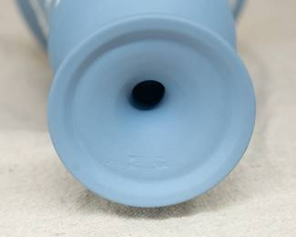 View of the light blue (lavender) jasperware vase 