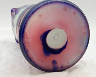 Base of the J. Michel Paris cameo glass landscape vase circa 1925, beautifully overlaid and acid etched with sailing boats and gondolas (Venice?) in lagoon, seen through wisteria vines; signed in cameo J.Michel Paris