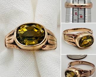 14k yellow gold and citrine ring