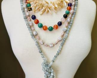 Assorted beaded necklaces, retro vintage fashion