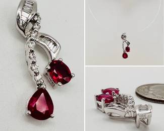 18k white gold diamond ruby pendant